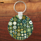 Groene en Witte Fifties Abstracte Kunst Sleutelhanger (Voorkant)