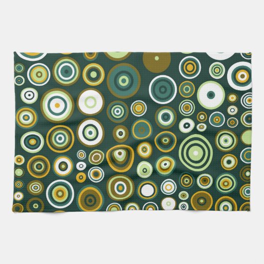  Groene en Witte Fifties Abstracte Kunst Theedoek (Horizontaal)