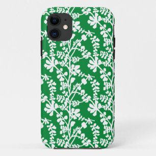Groene en witte flora die patroon herhalen Case-Mate iPhone case