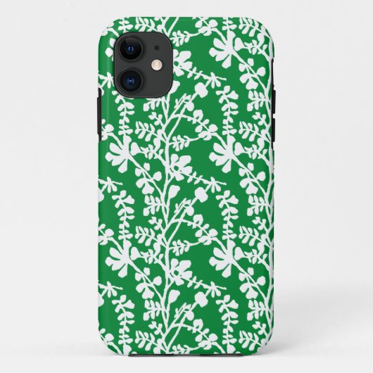 Groene en witte flora die patroon herhalen Case-Mate iPhone case (Achterkant)