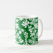 Groene en witte flora die patroon herhalen koffiemok (Voorkant rechts)