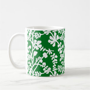 Groene en witte flora die patroon herhalen koffiemok