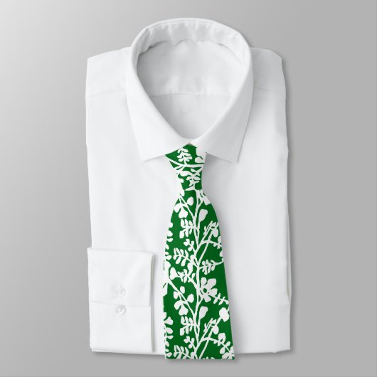 Groene en witte flora die patroon herhalen stropdas (Gebonden)