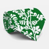 Groene en witte flora die patroon herhalen stropdas (Opgerold)