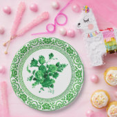 groene en witte flora papieren bordje (Feest)