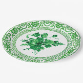 groene en witte flora papieren bordje (Gekanteld)