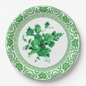 groene en witte flora papieren bordje (Voorkant)