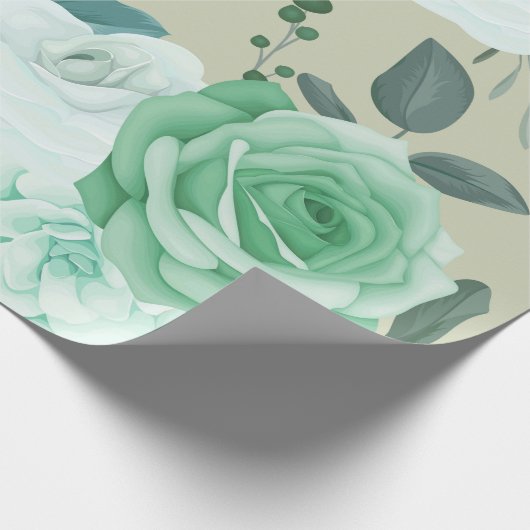 Groene en witte Floral Cadeaupapier (Hoek)