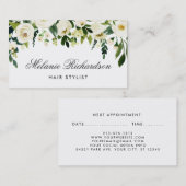 Groene en Witte Floral Hair Stylist Benoeming B Afsprakenkaartje (Voorkant / Achterkant)