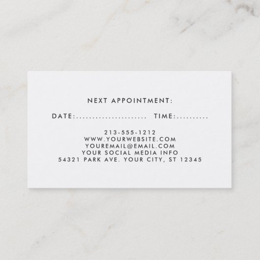 Groene en Witte Floral Hair Stylist Benoeming B Afsprakenkaartje (Achterkant)