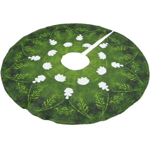 Groene en witte Floral  Kerstboom Rok (Gekanteld)