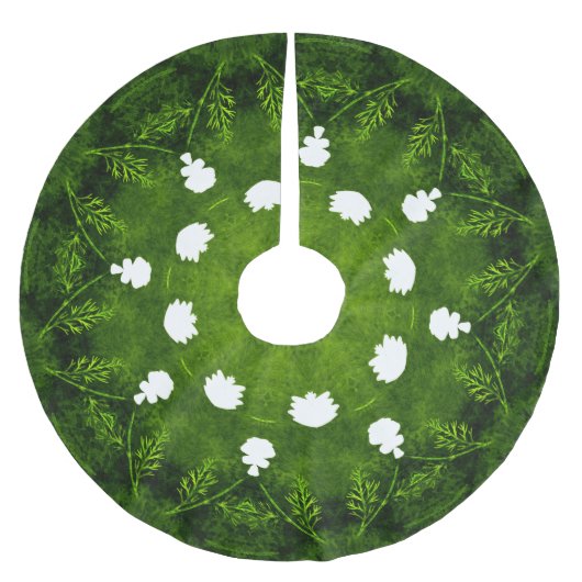 Groene en witte Floral  Kerstboom Rok (Voorkant)