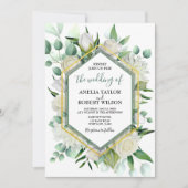 Groene en Witte Floral met Gold Lijst Kaart (Voorkant)