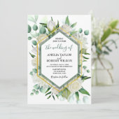 Groene en Witte Floral met Gold Lijst Kaart (Staand voorkant)