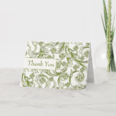 Groene en Witte Floral Spring Wedding Bedankkaart (Voorkant)
