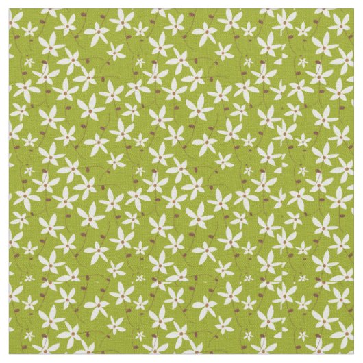 Groene en Witte Floral Stof (Close Up)