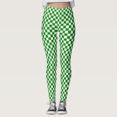 Groene en witte gecontroleerde Leggings (Voorkant)