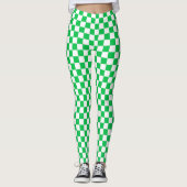 Groene en Witte Gecontroleerde Leggings van de Spa (Voorkant)