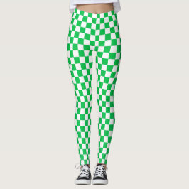 Groene en Witte Gecontroleerde Leggings van de Spa