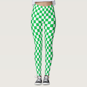 Groene en Witte Gecontroleerde Leggings van de Spa