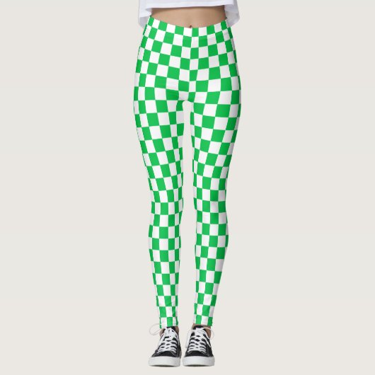 Groene en Witte Gecontroleerde Leggings van de Spa (Voorkant)