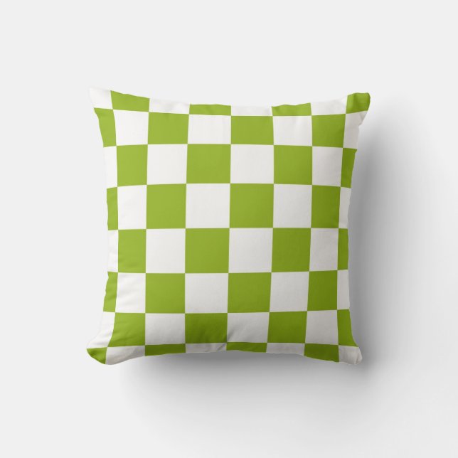 Groene en witte geruite kussen (Voorkant)