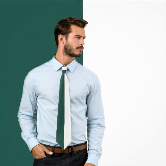 Groene en witte gespleten kleurontwerp halsband stropdas
