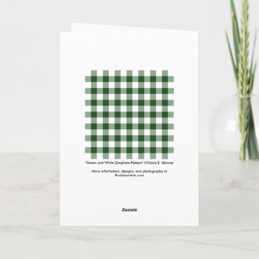 Groene en witte Gingham Pattern-feestkaart Feestdagen Kaart (Achterkant)