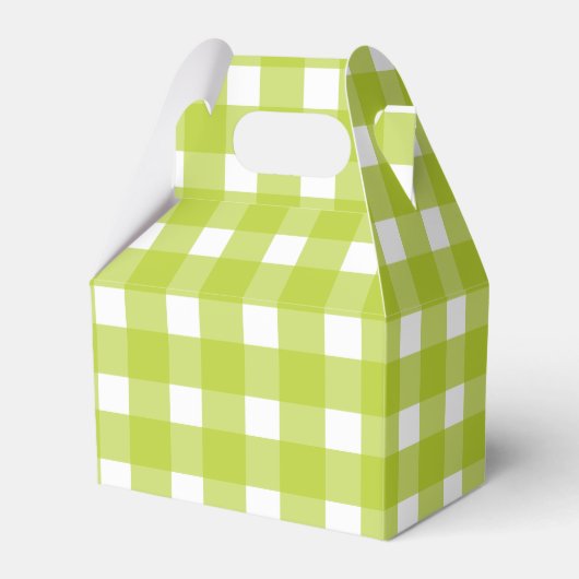 Groene en witte Gingham Plaid bruiloft Bedankdoosjes (Voorkant Zijde)