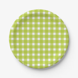 Groene en Witte Gingham Plaid Cheques Wedding Part Papieren Bordje
