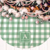 Groene en witte Gingham plaid Monogram Kerstboom Rok
