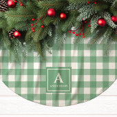 Groene en witte Gingham plaid Monogram Kerstboom Rok