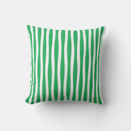 Groene en witte golvende streep kussensloop kussen