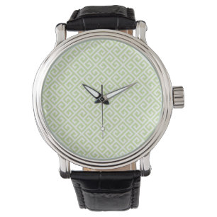 Groene en witte Griekse sleutel Horloge