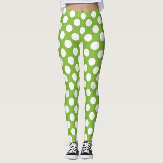 Groene en witte haarpunten leggings (Voorkant)