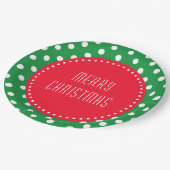 Groene en witte haarpunten met rode kerstpape papieren bordje (Gekanteld)