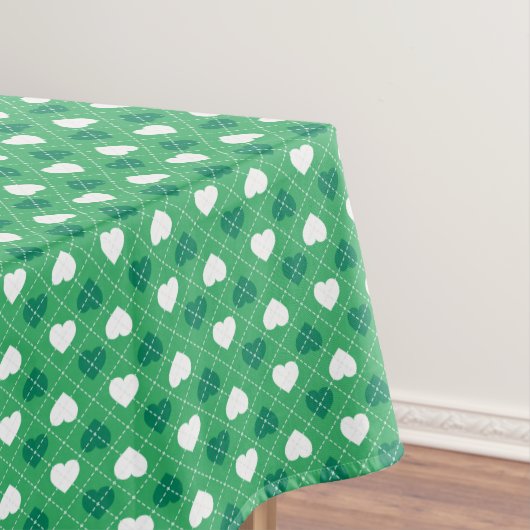 Groene en witte harten - Argyle Patroon Tafelkleed (Voorbeeld)