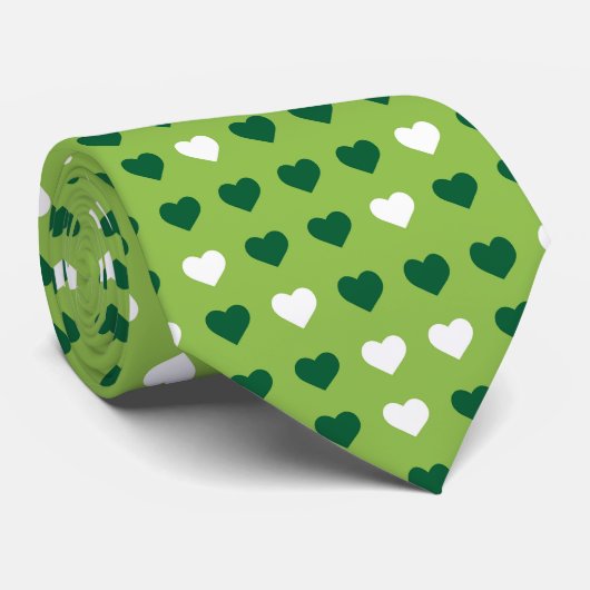 Groene en witte harten St. Patrick Day Stropdas (Opgerold)