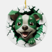 Groene en Witte Hond Peking Keramisch Ornament (Achterkant)