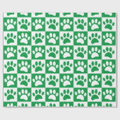 Groene en witte hondenpoten in pleinen op maat cadeaupapier (Vlak)