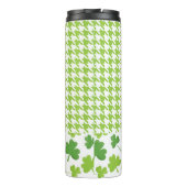 GROENE EN WITTE HOUNDSTOOTH PATROON MET SHAMROCKS THERMOSBEKER (Achterkant)