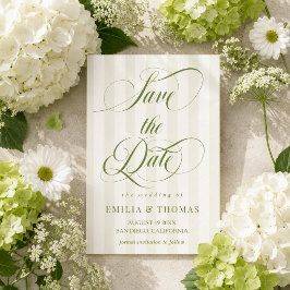 Groene en Witte Huwelijksfoto Save The Date