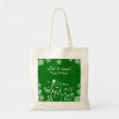 Groene en witte illustratie - Vrolijk kerstfeest Tote Bag (Voorkant)
