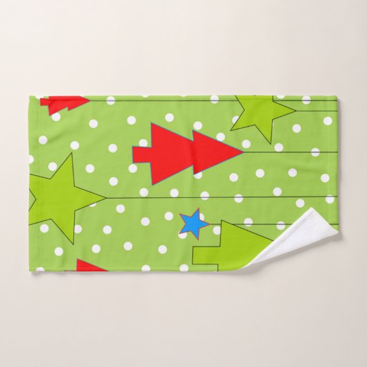 Groene en witte kerst bad handdoek (Handdoek)
