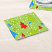Groene en witte kerst kartonnen onderzetters (Schuin)