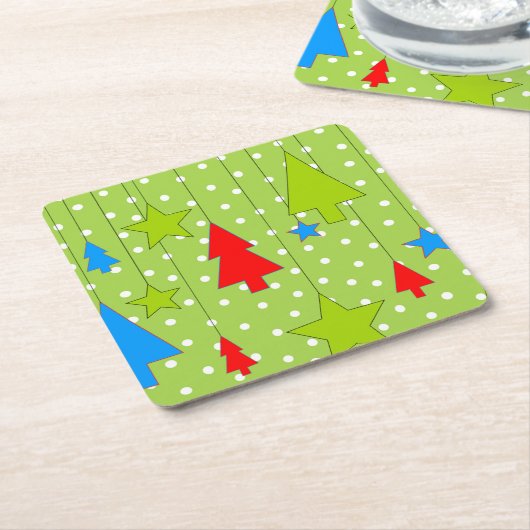 Groene en witte kerst kartonnen onderzetters (Schuin)
