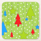 Groene en witte kerst kartonnen onderzetters (Voorkant)