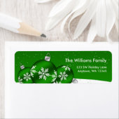 Groene en witte kerst Sneeuwvlok Ornamenten Etiket (Insitu)