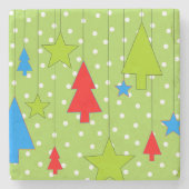 Groene en witte kerst stenen onderzetter (Voorkant)