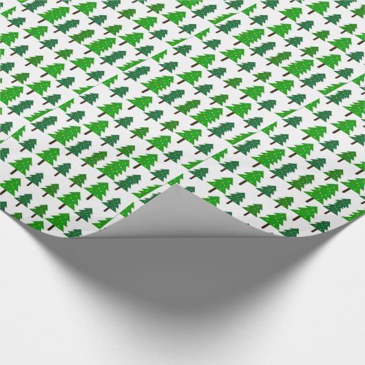 Groene en witte kerstbomen cadeaupapier (Hoek)